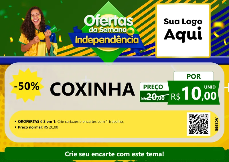 Modelo de Cartaz para Cartaz A4 Horizontal com o tema Ofertas da Semana da Independência para Salgadaria