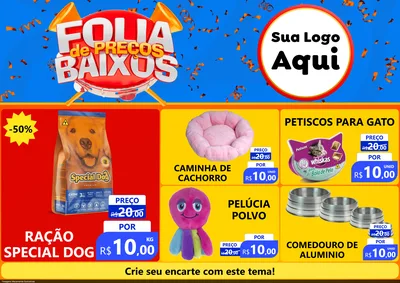 Modelo de Encarte para Encarte A4 Horizontal com o tema Folia de Preços Baixos para Pet Shop
