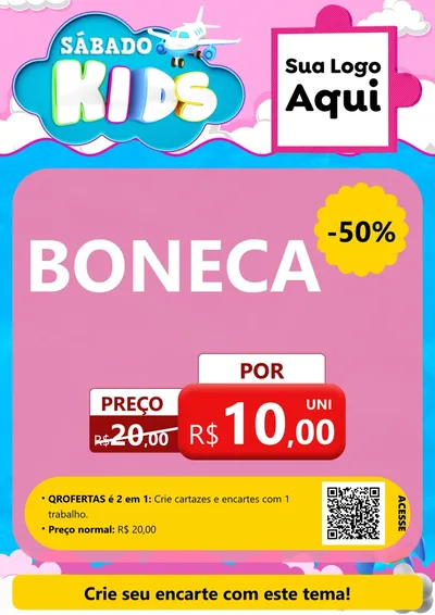 Modelo de Cartaz para Cartaz A4 Vertical com o tema Sábado Kids para Brinquedos
