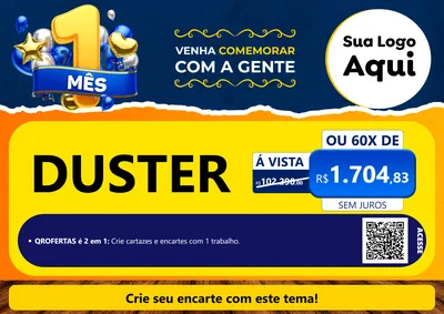 Modelo de Cartaz para Cartaz A4 Horizontal com o tema Um Mês de Aniversário para Concessionaria de Carros