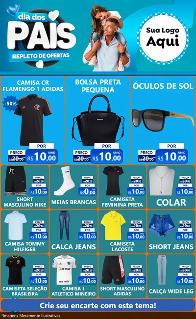 Modelo de Encarte para Encarte Grande com o tema Dia Dos Pais Repleto de Ofertas para Roupas e acessórios