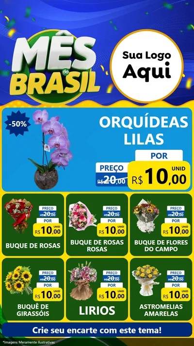 Modelo de Rede Social para Stories com o tema Mês do Brasil para Floricultura e jardim