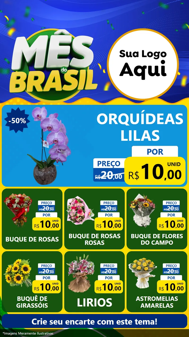 Modelo de Rede Social para Stories com o tema Mês do Brasil para Floricultura e jardim