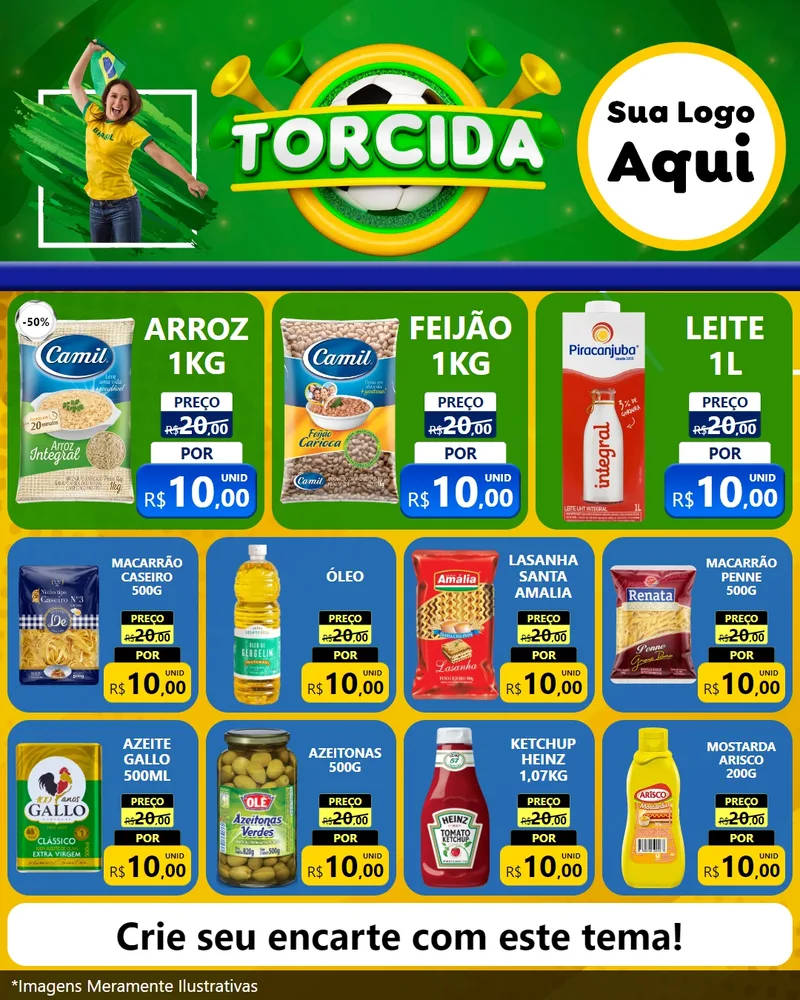 Modelo de Rede Social para Feed Instagram com o tema Torcida para Supermercado