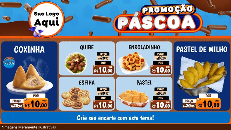 Modelo de TV para TV Horizontal com o tema Promoção Páscoa para Salgadaria