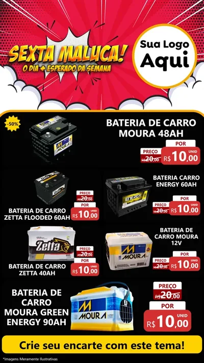 Modelo de TV para TV Vertical com o tema Sexta Maluca! para Baterias Elétricas