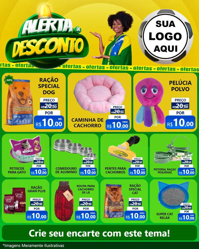 Modelo de Rede Social para Feed Instagram com o tema Alerta de Desconto para Pet Shop