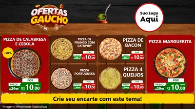 Modelo de TV para TV Horizontal com o tema Ofertas Dia do Gaúcho para Pizzaria
