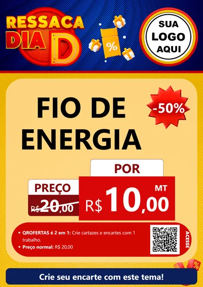 Modelo de Cartaz para Cartaz A4 Vertical com o tema Ressaca Dia D para Materiais Elétricos