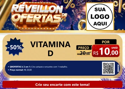 Modelo de Cartaz para Cartaz A4 Horizontal com o tema Réveillon de Ofertas para Farmácia