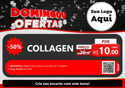 Modelo de Cartaz para Cartaz A4 Horizontal com o tema Domingou de Ofertas para Suplementos alimentares
