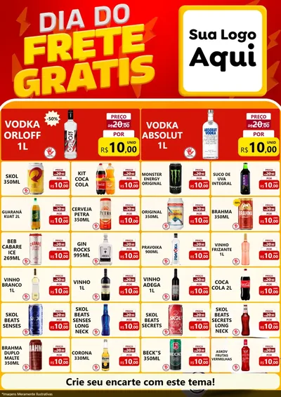 Modelo de Encarte para Encarte A4 Vertical com o tema Dia do Frete Grátis para Distribuidora de bebidas