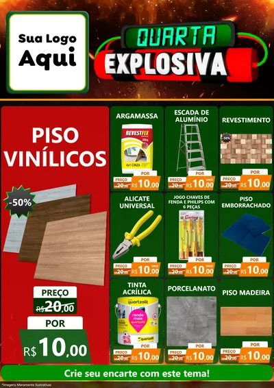 Modelo de Encarte para Encarte A4 Vertical com o tema Quarta Explosiva para Material para Construção