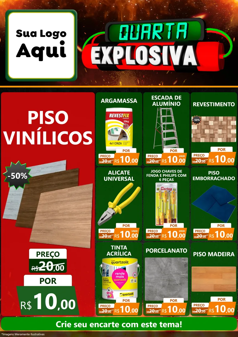 Modelo de Encarte para Encarte A4 Vertical com o tema Quarta Explosiva para Material para Construção