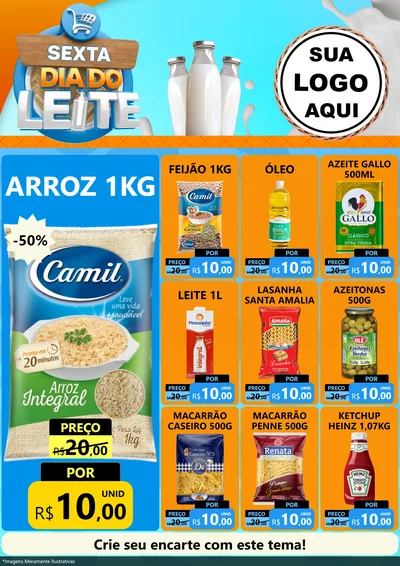 Modelo de Encarte para Encarte A4 Vertical com o tema Sexta Dia do Leite para Supermercado