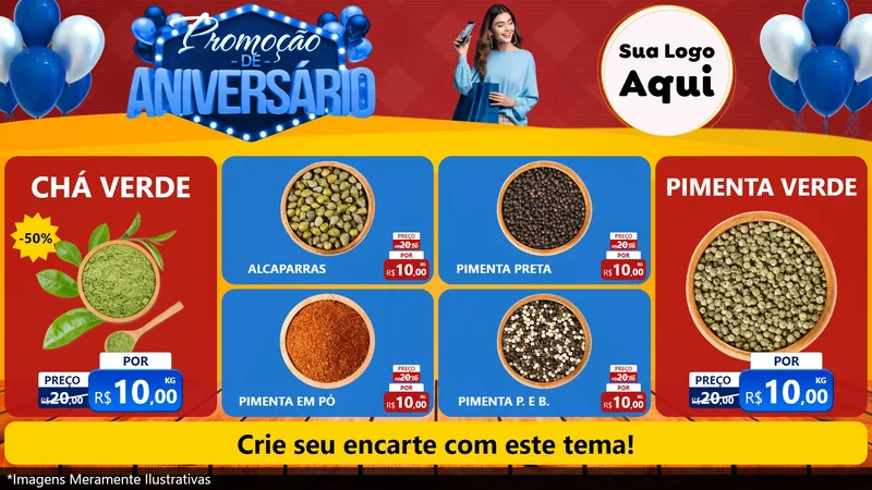 Modelo de TV para TV Horizontal com o tema Promoção de Aniversário para Produtos Naturais
