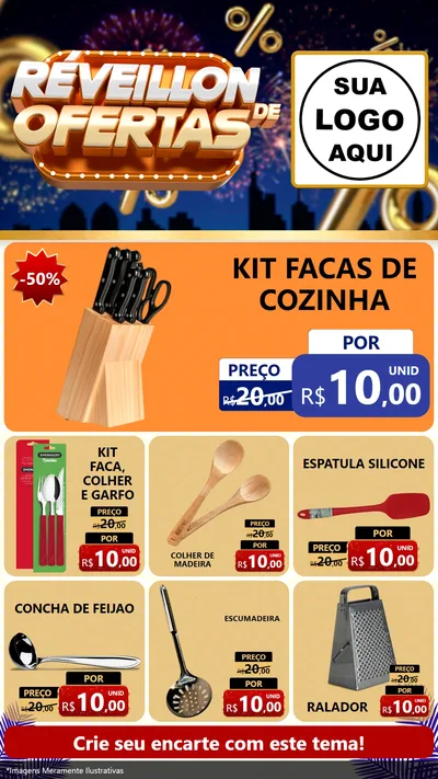 Modelo de Rede Social para Stories com o tema Réveillon de Ofertas para Utilidades Domésticas