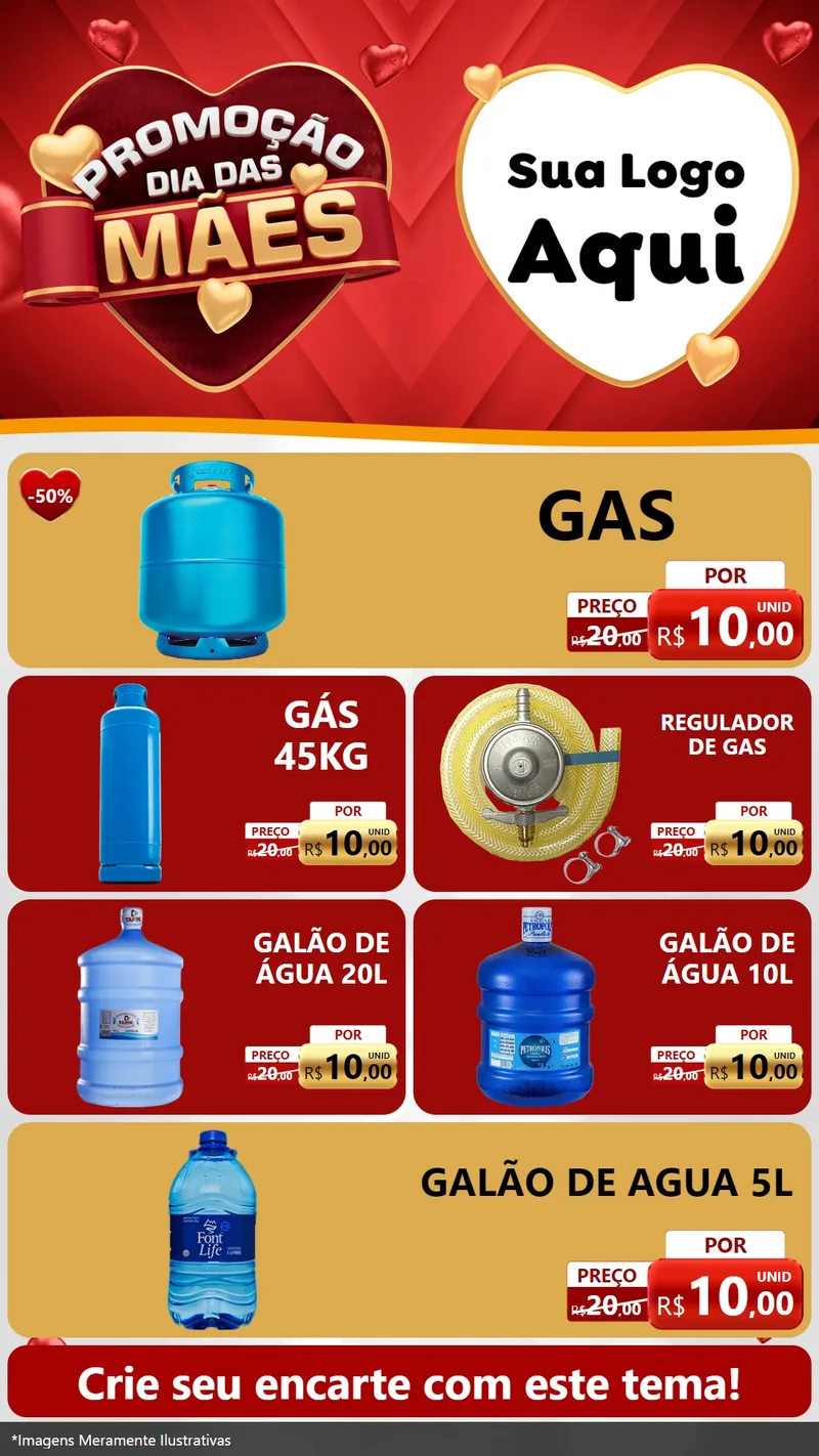 Modelo de TV para TV Vertical com o tema Promoção Dia das Mães para Água e gás