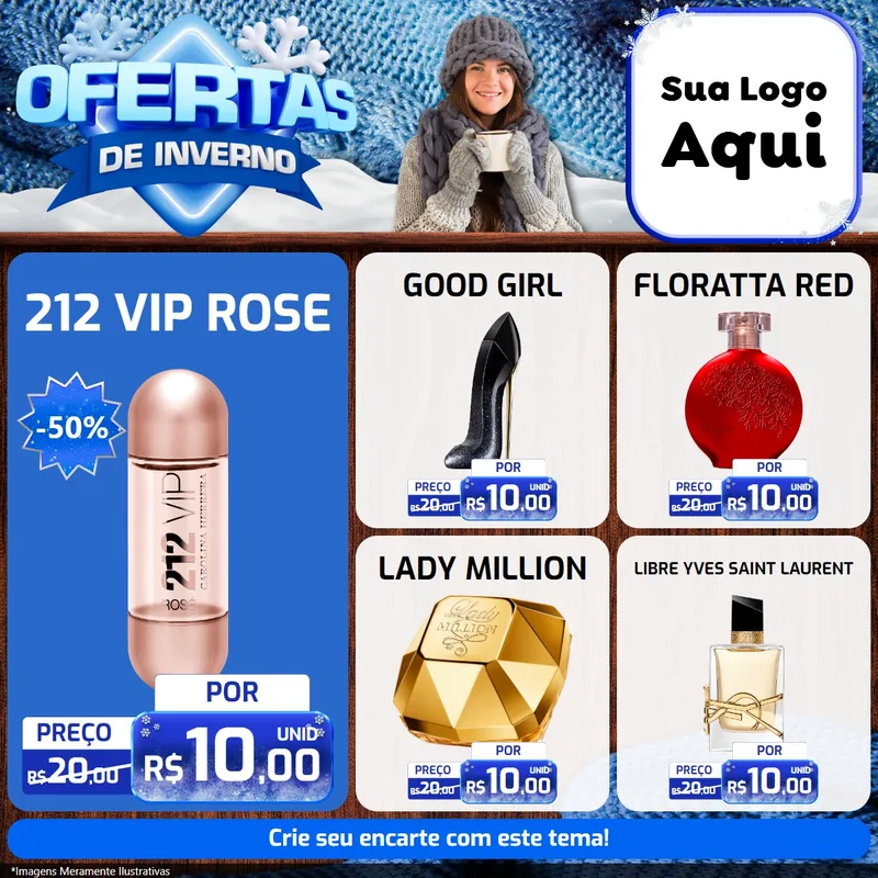 Modelo de Rede Social para Feed Facebook com o tema Ofertas de Inverno para Perfumes