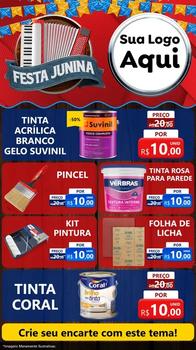 Modelo de TV para TV Vertical com o tema Festa Junina para Tintas e Ferramentas