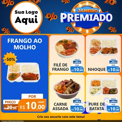 Modelo de Rede Social para Feed Facebook com o tema Janeiro Premiado para Restaurante