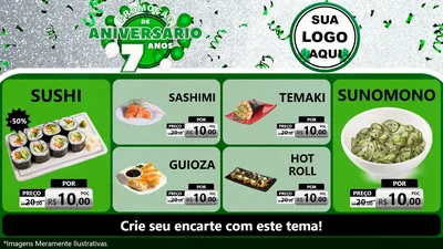 Modelo de TV para TV Horizontal com o tema Promoção de Aniversário - 7 Anos para Comida japonesa