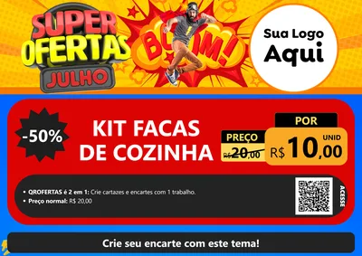 Modelo de Cartaz para Cartaz A4 Horizontal com o tema Super Ofertas Julho para Utilidades Domésticas