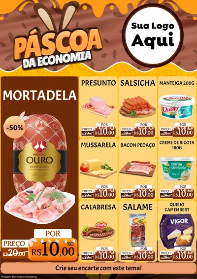 Modelo de Encarte para Encarte A4 Vertical com o tema Páscoa da Economia para Frios e Laticínios