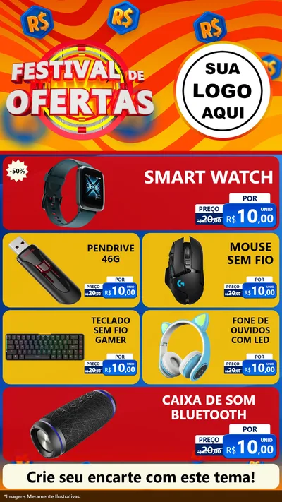 Modelo de TV para TV Vertical com o tema Festival de Ofertas para Informática