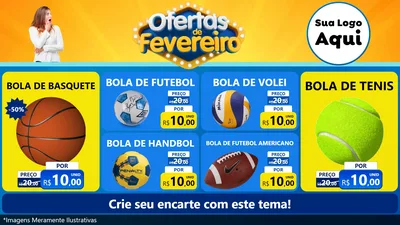 Modelo de TV para TV Horizontal com o tema Ofertas de Fevereiro para Artigos Esportivos