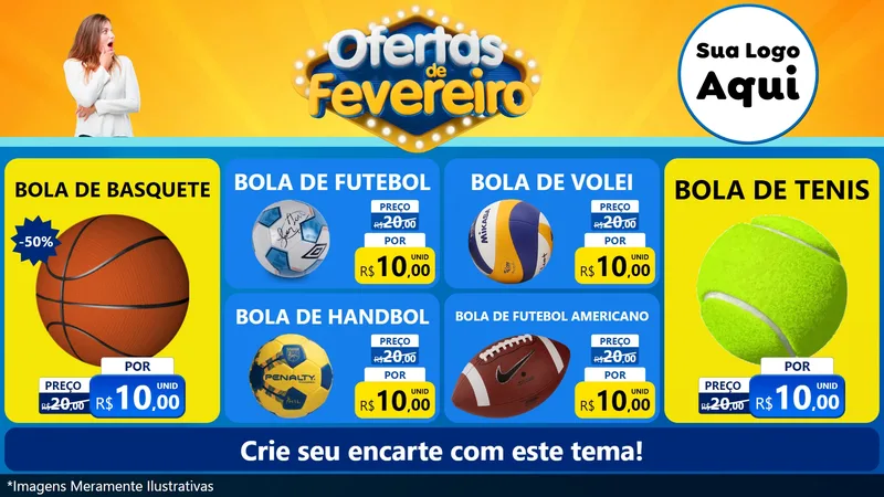 Modelo de TV para TV Horizontal com o tema Ofertas de Fevereiro para Artigos Esportivos