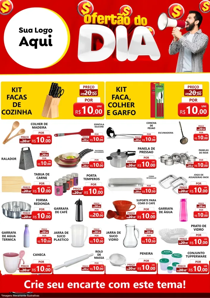 Modelo de Encarte para Encarte A4 Vertical com o tema Ofertão do dia para Utilidades Domésticas