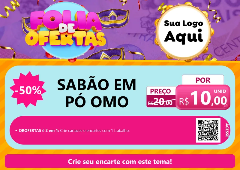 Modelo de Cartaz para Cartaz A4 Horizontal com o tema Folia de Ofertas para Produtos de Limpeza