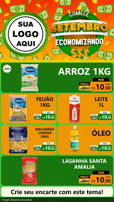 Modelo de TV para TV Vertical com o tema Comece Setembro Economizando para Supermercado