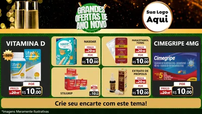 Modelo de TV para TV Horizontal com o tema Grandes Ofertas de Ano Novo para Farmácia