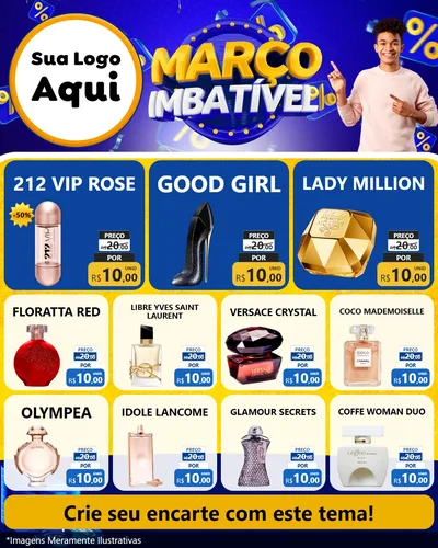 Modelo de Rede Social para Feed Instagram com o tema Março Imbatível para Perfumes