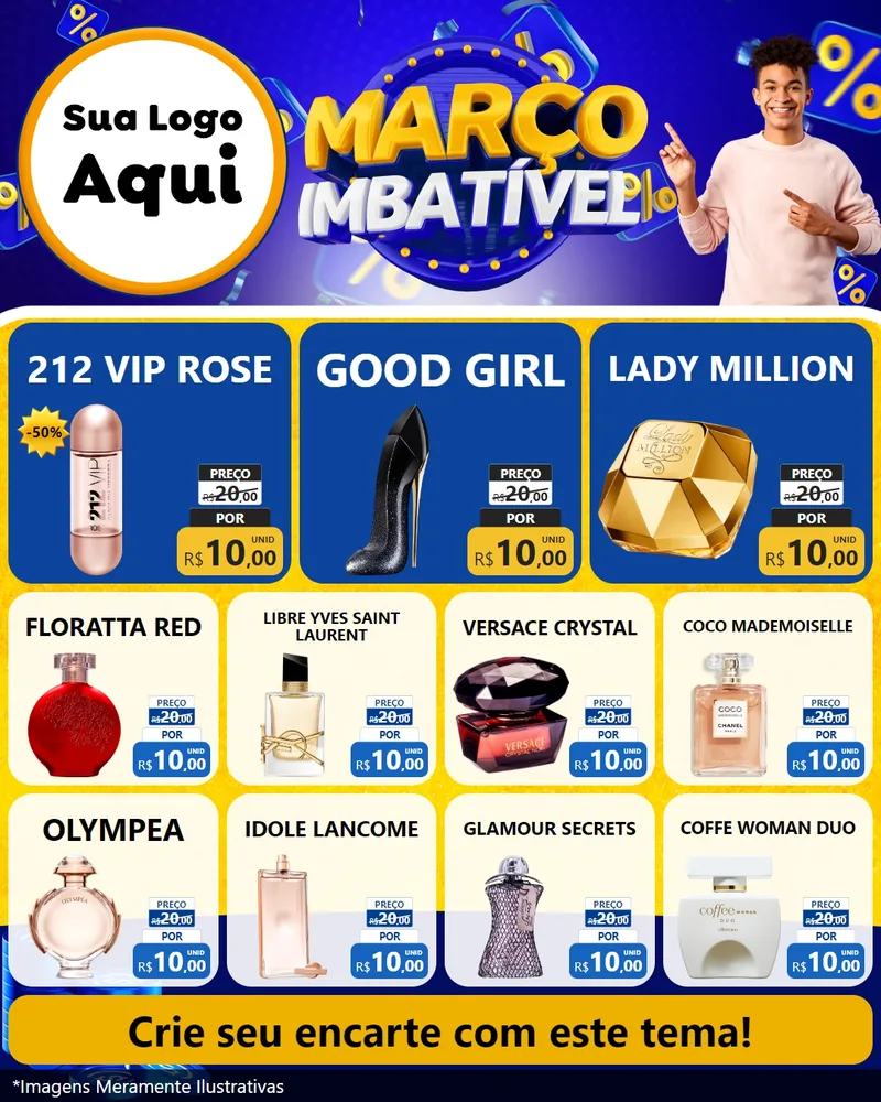 Modelo de Rede Social para Feed Instagram com o tema Março Imbatível para Perfumes