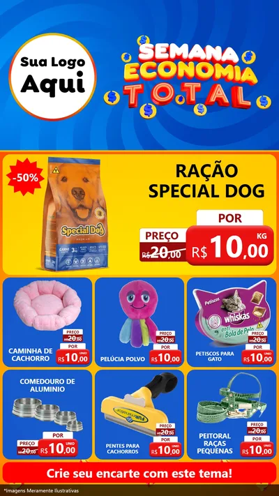 Modelo de Rede Social para Stories com o tema Semana Economia Total para Pet Shop