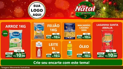 Modelo de TV para TV Horizontal com o tema Um Natal de Ofertas para Supermercado