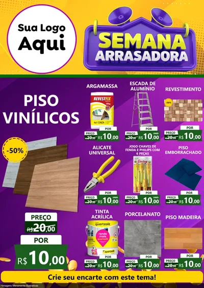 Modelo de Encarte para Encarte A4 Vertical com o tema Semana Arrasadora para Material para Construção