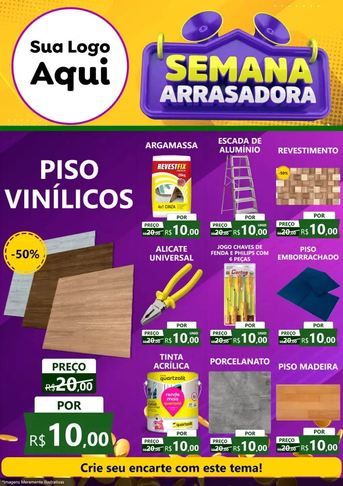 Modelo de Encarte para Encarte A4 Vertical com o tema Semana Arrasadora para Material para Construção