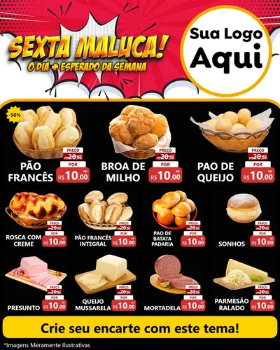 Modelo de Rede Social para Feed Instagram com o tema Sexta Maluca! para Padaria