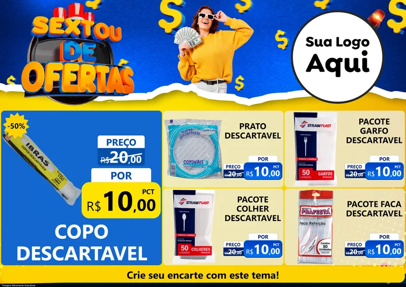 Modelo de Encarte para Encarte A4 Horizontal com o tema Sextou de Ofertas para Embalagens
