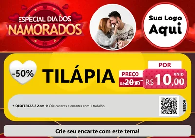 Modelo de Cartaz para Cartaz A4 Horizontal com o tema Especial Dia Dos Namorados para Peixaria