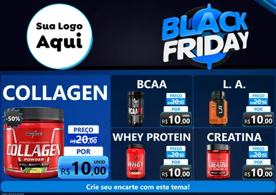 Modelo de Encarte para Encarte A4 Horizontal com o tema Black Friday para Suplementos alimentares