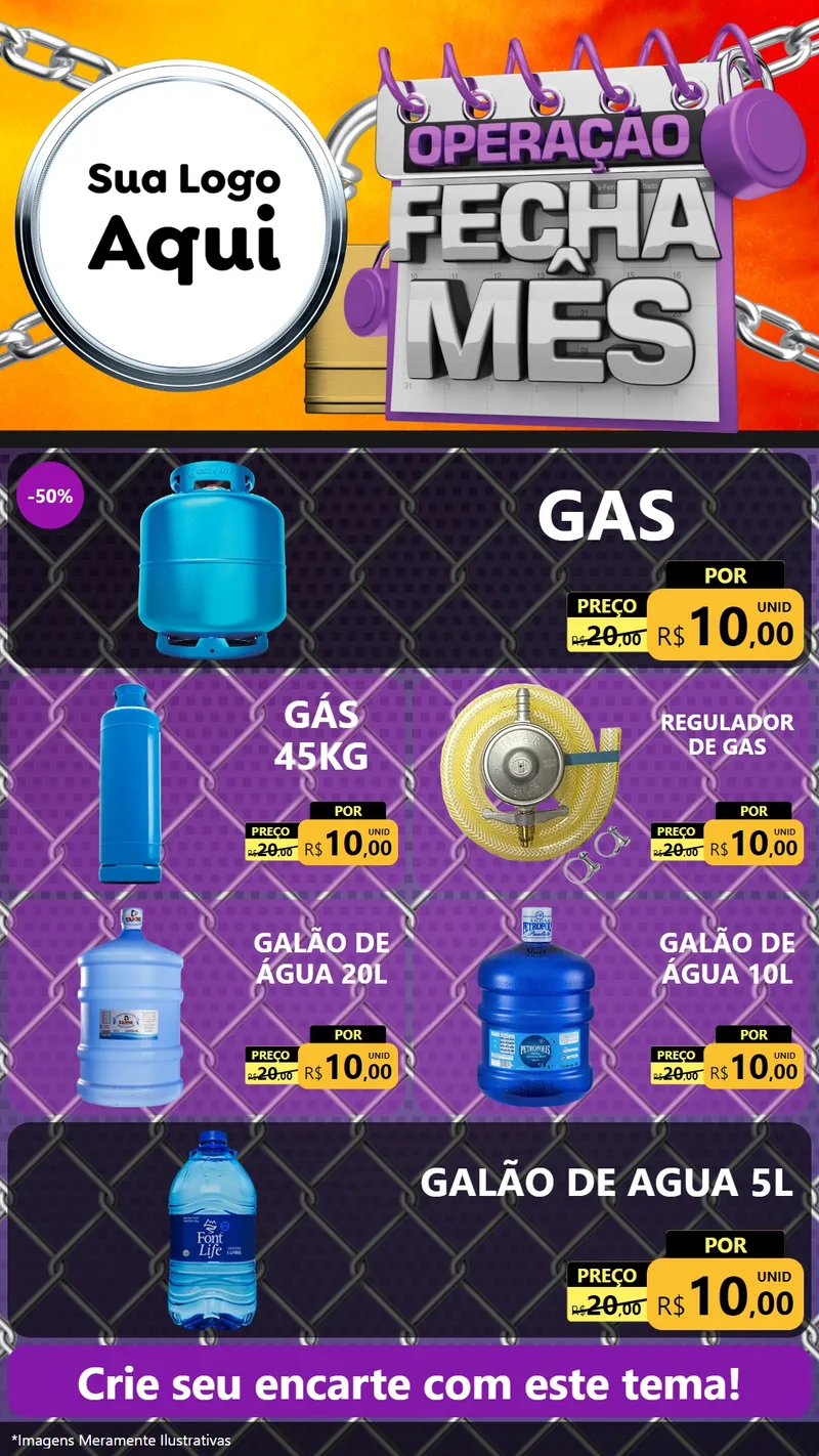 Modelo de TV para TV Vertical com o tema Operação Fecha Mês para Água e gás