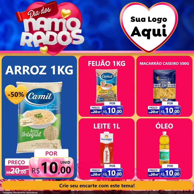 Modelo de Rede Social para Feed Facebook com o tema Dia dos namorados para Supermercado