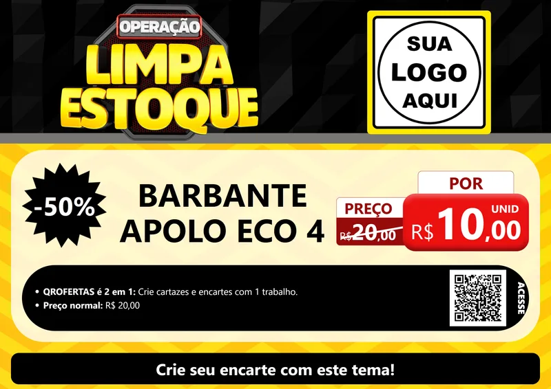 Modelo de Cartaz para Cartaz A4 Horizontal com o tema Operação Limpa Estoque para Armarinho e Aviamentos