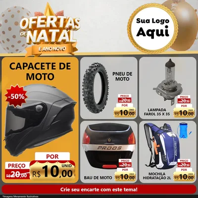 Modelo de Rede Social para Feed Facebook com o tema Ofertas De Natal E Ano Novo para Moto peças