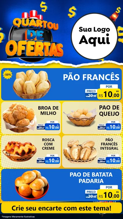 Modelo de TV para TV Vertical com o tema Quartou de Ofertas para Padaria